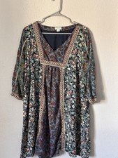 Sundance Sweet Whispers Mini Dress Womens Sz XL P Floral Patchwork Boho Hippie