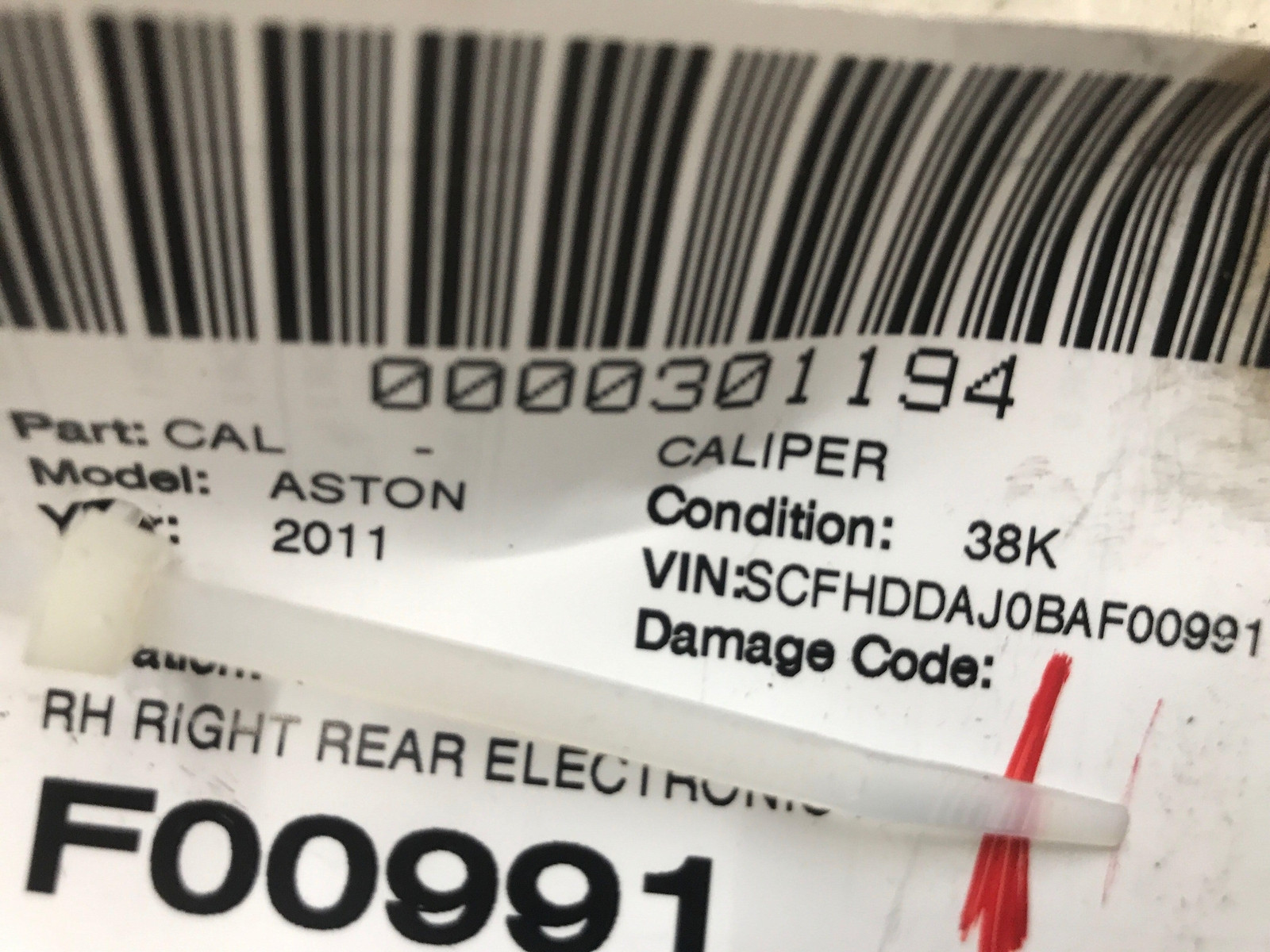 Aston Martin Rapide 2011 Rear Right Parking brake caliper Black