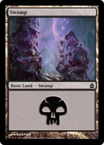 Basic Lands 10 MTG Swamp (308), Light Play, English Commander 2011