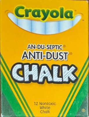 (5) boxes (only one shown) of crayola anti dust chalk 12 white