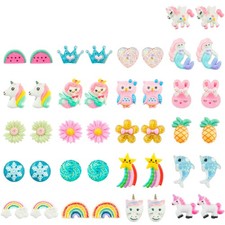 21 Pairs Girl Clip on Earrings for Kids Clips Earrings Princess Toy Earring Play