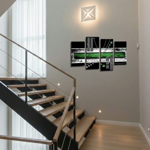 Abstract Wall Art Green Grey Living Room Bedroom Large Framed Split Canvas Print - Picture 3 of 9