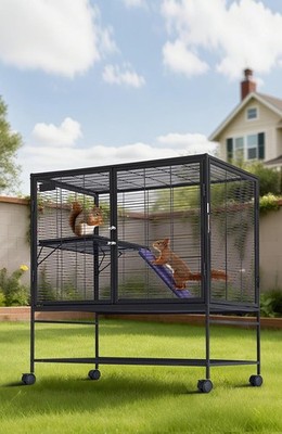 Metal Small Animal Cage,Multi-Level Ferret Cage for Small Animals,Removable Tray