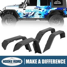TEXTURED STEEL WIDEN FLAT FRONT + REAR FENDER FLARES FOR 07-18 JEEP WRANGLER JK