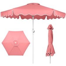 7.5ft Patio Market Umbrella,Wavy Trim, UV-Fade-Resistant, Crank  Tilt