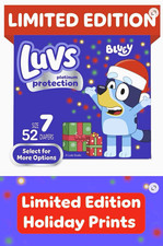2026 - NEW Luvs Bluey Holiday Prints Diapers Size 7 52 Ct