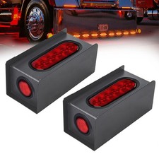 2x Led Trailer Light Steel Boxes Housing Bracket Kit 6oval 2round Lights Red