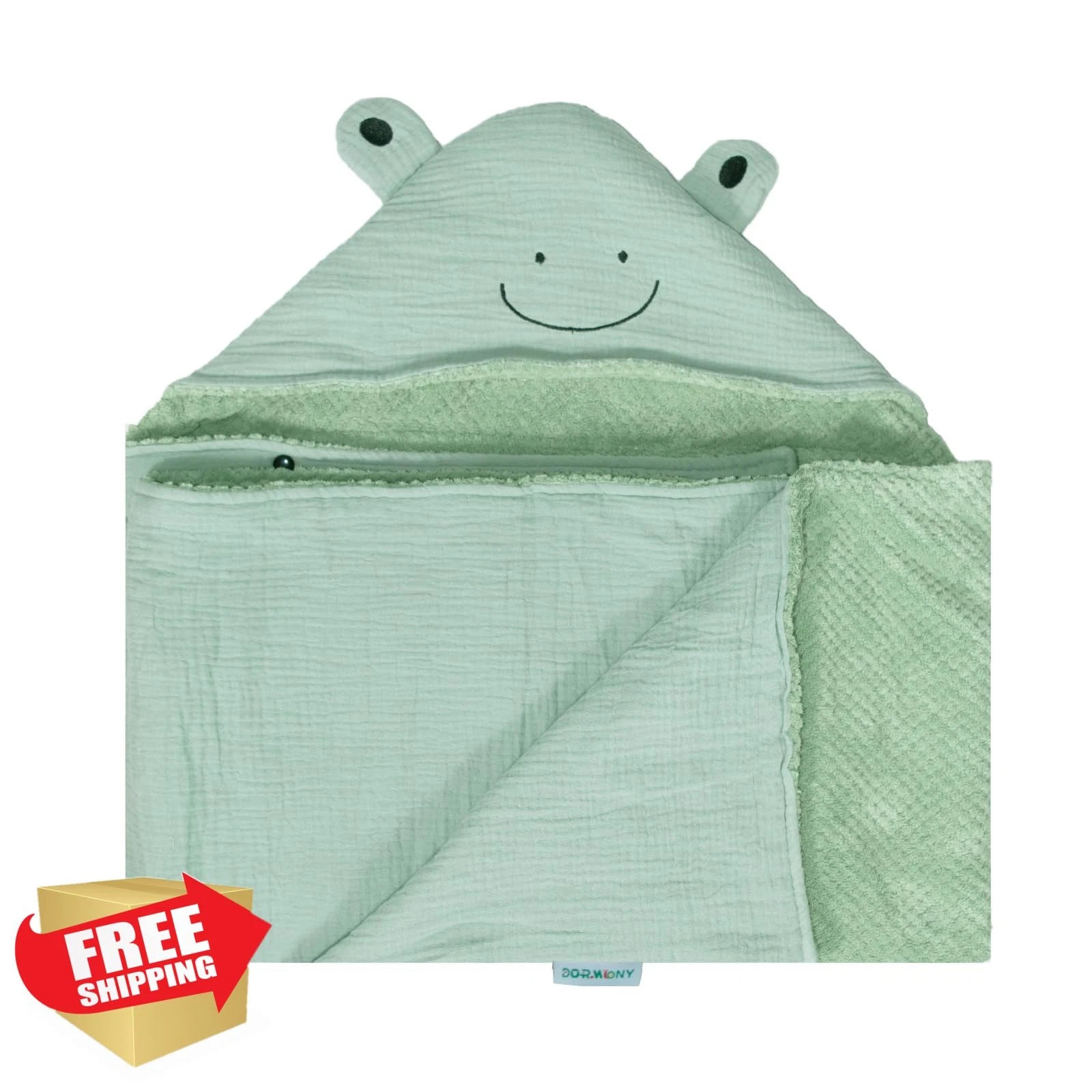 Dormlony Hooded Bath Towel Frog Design