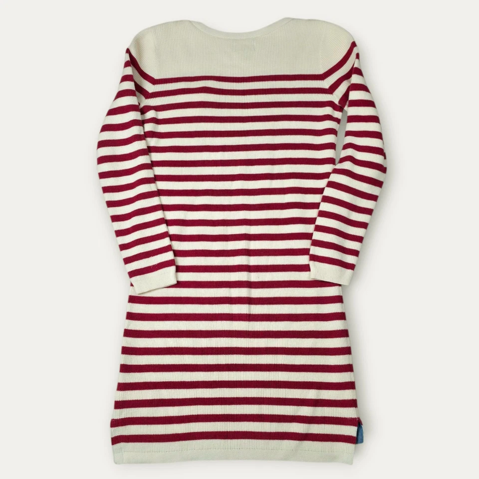 Polo Ralph Lauren Girls Sweater Dress L 12-14 Red Stripe Nautical Cotton Knit - Image 3 of 4