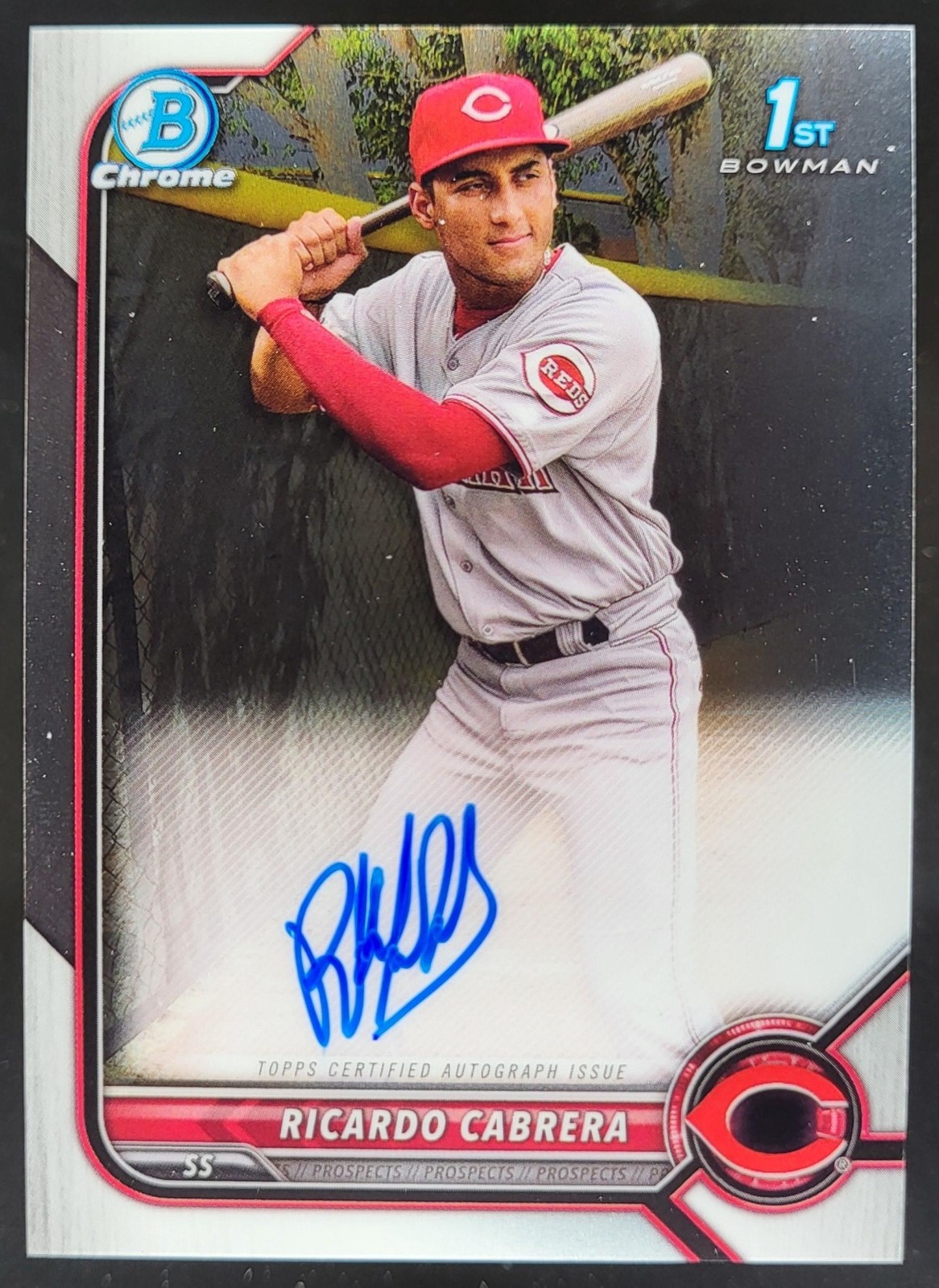 2022 Bowman Chrome Ricardo Cabrera Auto 1st Prospect Reds BW10