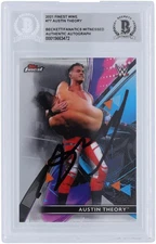 Austin Theory WWE Signed 2021 Topps Finest Black Ink #77 Beckett Rated Card