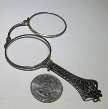 Vintage Sterling folding glasses spectacle Oprea glasses pierce work handle