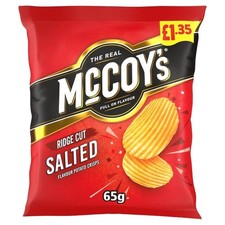 McCoys Salted Ridge Cut Flavour Potato Crisps 20 x 65g Priced Bags