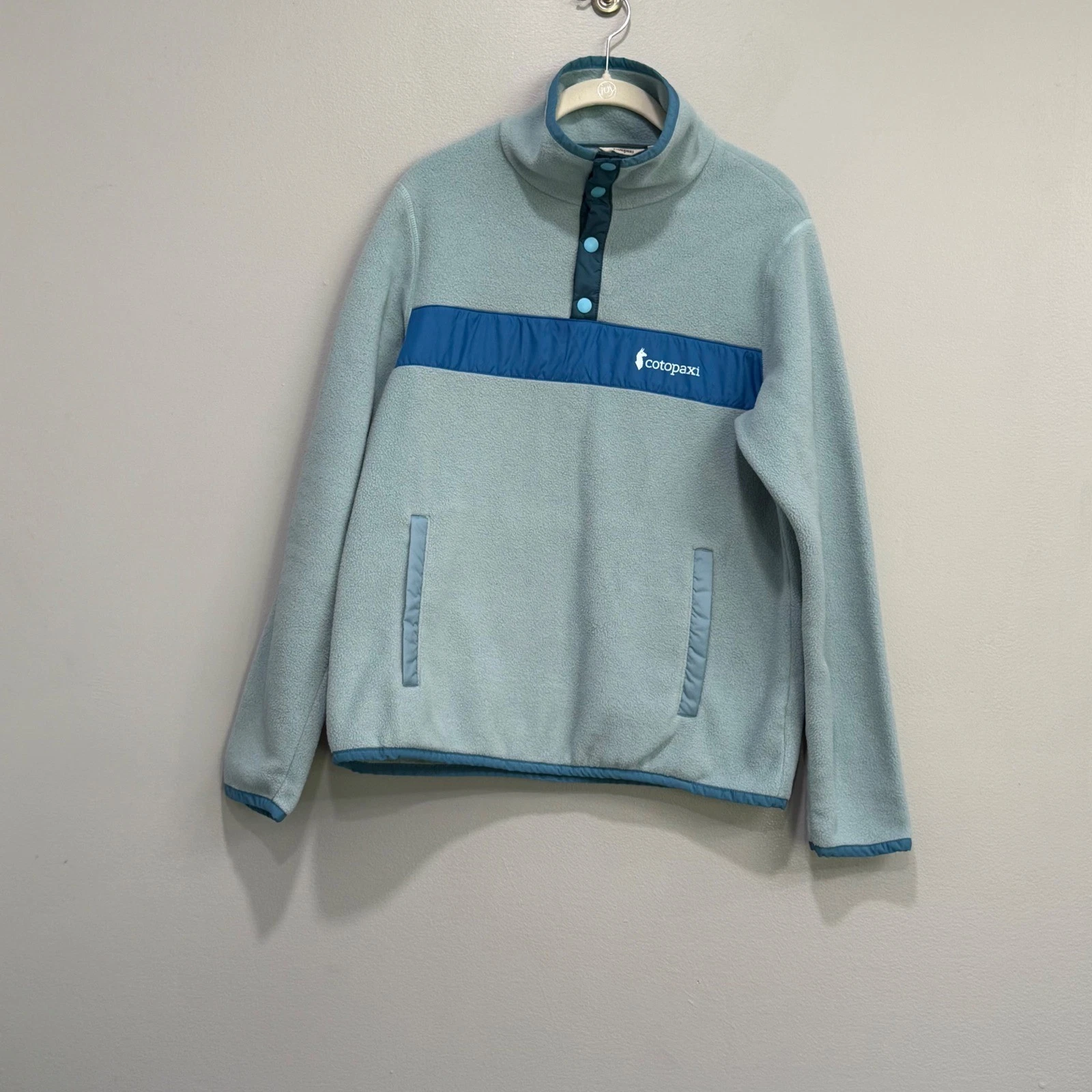 Cotopaxi Teca Fleece Pullover Mens Medium Light Blue Snap Neck Jacket Llama Logo image 1