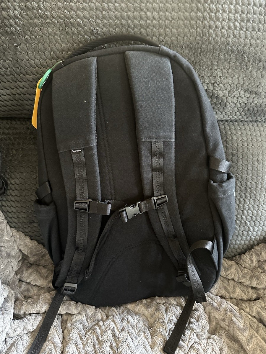Supreme Black Cordura Canvas Backpack SS25 with Embossed Logo 28L