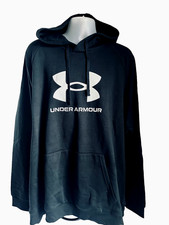 Under Armour Men's Black Rival Fleece Logo HD Hoodie 1379758-001 Size 4XL, XXXXL