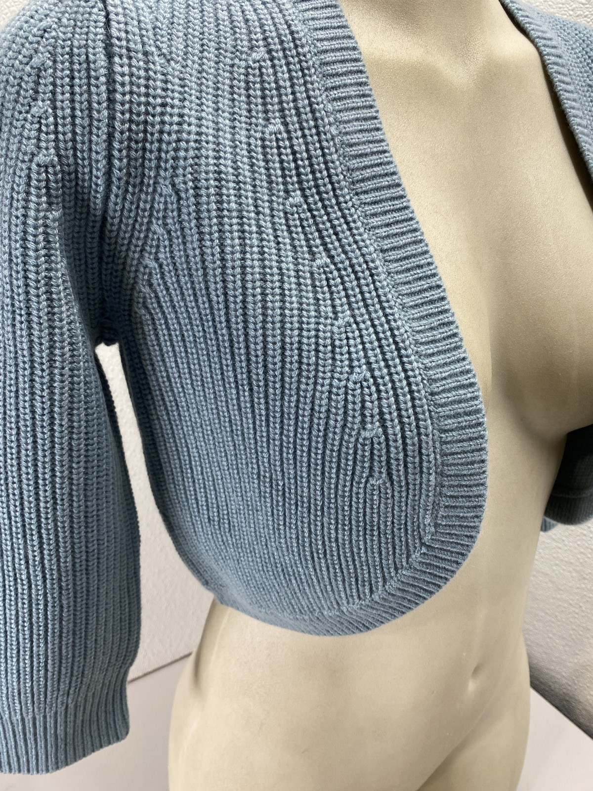 Michael Kors Womens Cropped Shaker Knit Cashmere Cardigan Size S Seaglass thumbnail 9