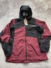 Adidas TERREX Hiking Slim Fit Red Black RAIN.RDY Jacket Women Medium IB4256 New