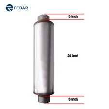 Fedar Max Flow Muffler 4" Center Inlet/Outlet, 30" Overall Length