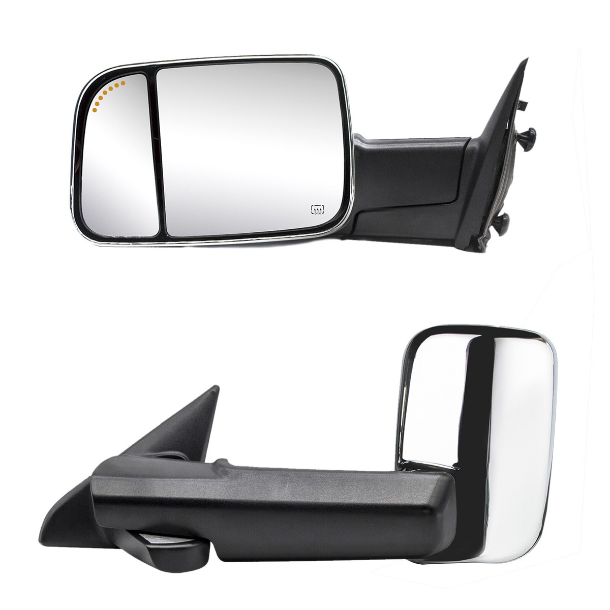 Chrome Power Heated Side Signal Puddle Lamps For 2015-2018 Chevy GMC