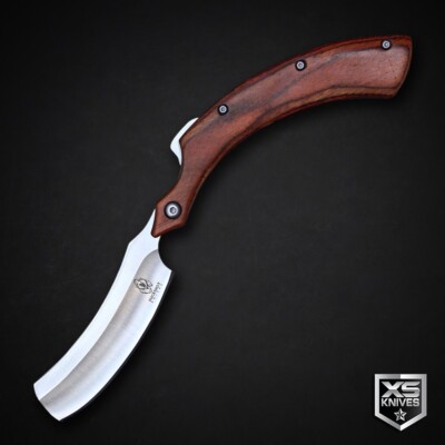 Buckshot Wood Handle Classic STRAIGHT EDGE RAZOR Folding Pocket Knife 8''
