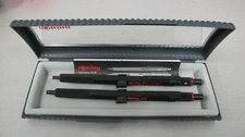 Rotring 600 Black Hexagonal Knurled Grip Ballpoint Pen &  0.5 Pencil Set In Box