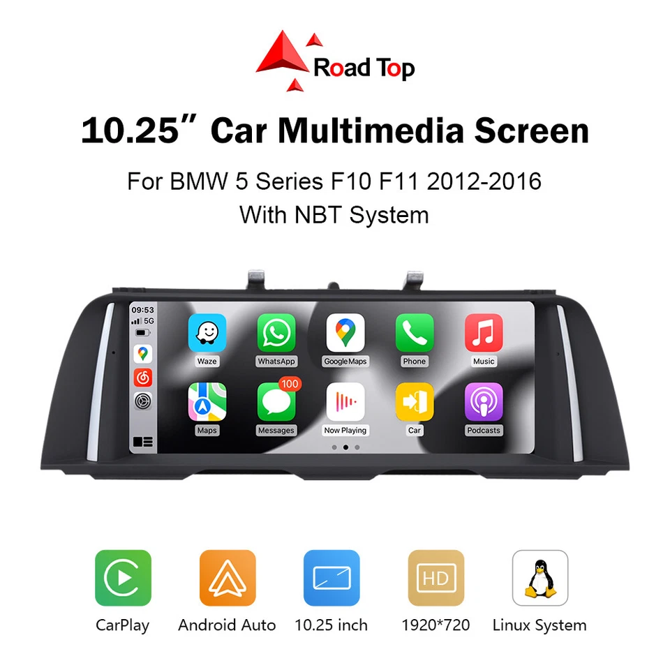 For BMW NBT 5 Series F10 F11 F18 10.25' Wireless CarPlay AndroidAuto Touchscreen - Изображение 2 из 4