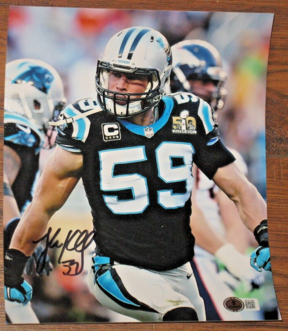 Luke Kuechly Autographed Signed Carolina Panthers 8x10 Photo BAS Certified Auto 