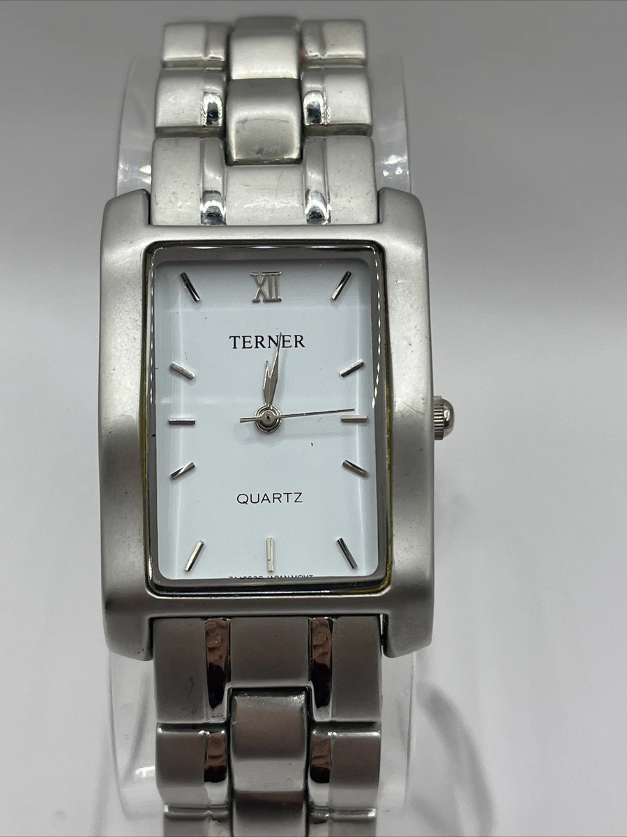 Bijoux Terner Watch Women's Silver Tone White Rectangle Dial- New Battery!