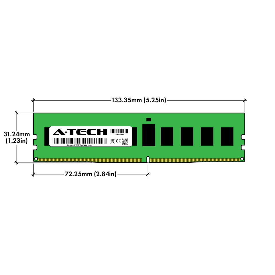 A-Tech 128GB (4x32GB) 2Rx4 PC4-21300R DDR4 2666 MHz ECC RDIMM