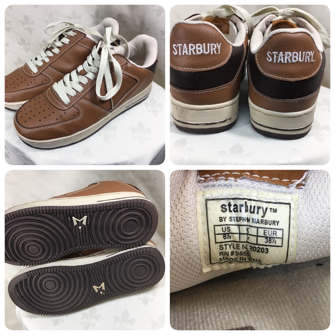 SAOLA Sneaker sportive Starbury autentiche da uomo taglia 6 5 beige e marrone stile #20203 LRL