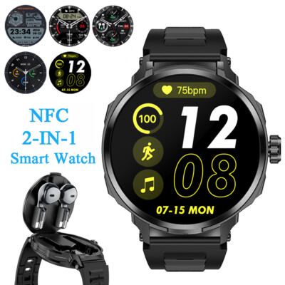 Smart Watch with Earbuds Men Smartwatch 2 in 1 Wireless Headset For iOS Android