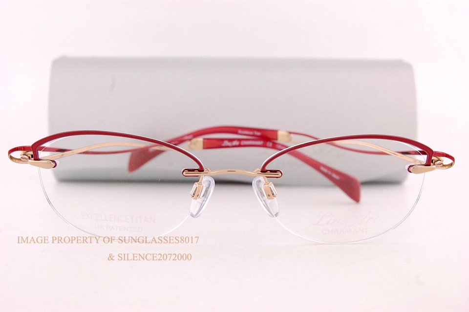 New CHARMANT Eyeglass Frames Titanium Line Art XL 2160 BU Burgundy For