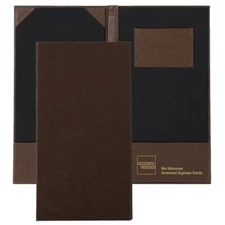 AMEX premium Large Hard Cover-Brown Gold-Double Panel Check Presenters