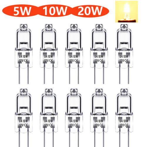 10x G4 5W 10W 20W Halogen Lamp Pen Basement Lamp Bulb Dimmable 12V Warm White - Picture 1 of 10