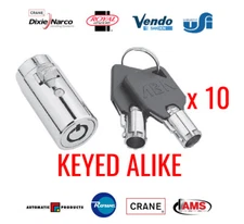 (10) Vending Machine Locks - KEYED ALIKE - Pepsi - Coke - Dixie Narco - Royal
