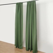 OLIVE GREEN 2 Drapery Panels 8 ft Polyester Backdrop CURTAINS Rod Pockets Party