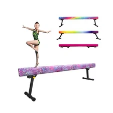 8ft Ultrasimple Adjustable&Foldable Balance Beam,High-Low Floor Beam Suede Gy...