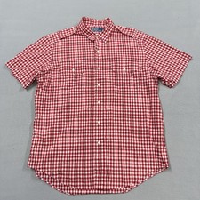Polo Ralph Lauren Shirt Mens XL Red Check Button Front Short Sleeve Pockets
