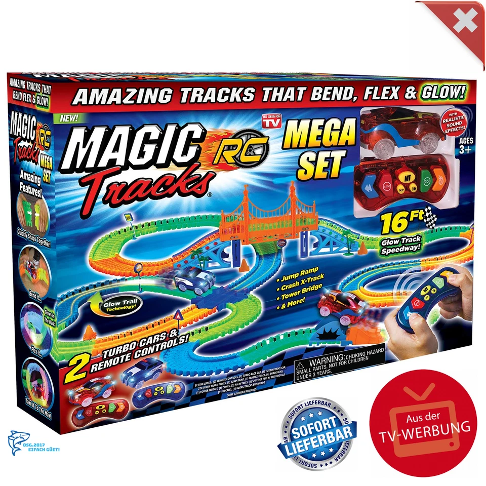 Magic Tracks RC Race Set Mega Ferngesteuerte Auto Rennbahn LED Rennstrecke - Bild 2 von 4