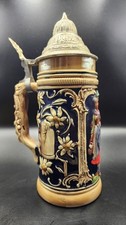 VINTAGE GERMANY BEER STEIN WITH PEWTER LID GORGEOUS ABOUT 9 INCHES HEIGHT