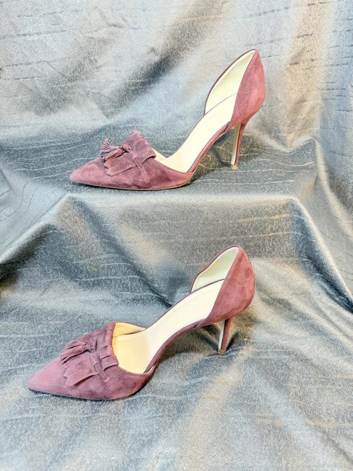 J Crew туфли женский размер 7,5 замши D'Orsay бахрома кисточки вкратце носок сделано Италия - Изображение 4 из 4