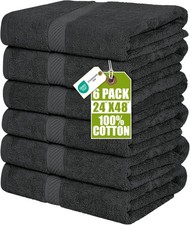 6 Pack Medium Bath Towel Set, 24 by 48 Inches, 500 GSM 100 Ring Spun Cotton,...