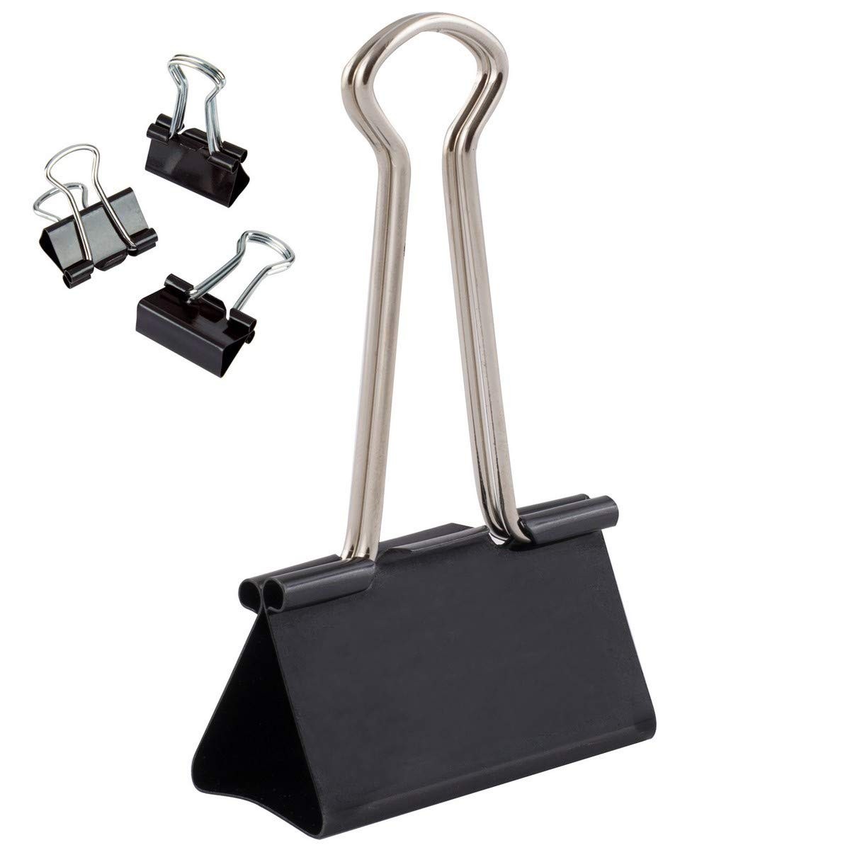 D.RECT 12Pack Extra Large 51mm Black Metal Binder Clips for Secure Documenting - Image 3