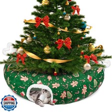 Cat Tunnel Bed Christmas Tree Skirt for Indoor Cats, Maansfy Larg