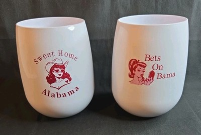 Set Of 2 Symglass Tumblers ''Sweet Home Alabama'' ''Bets On Bama'' USA
