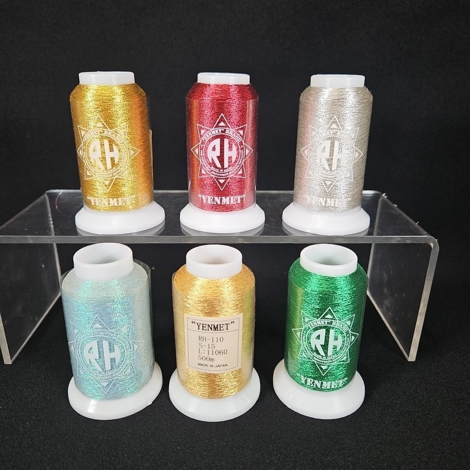 Yenmet Machine Embroidery Metallic Thread 500M ARH-110 Lot of 6 Assorted Japan - Image 2 of 4