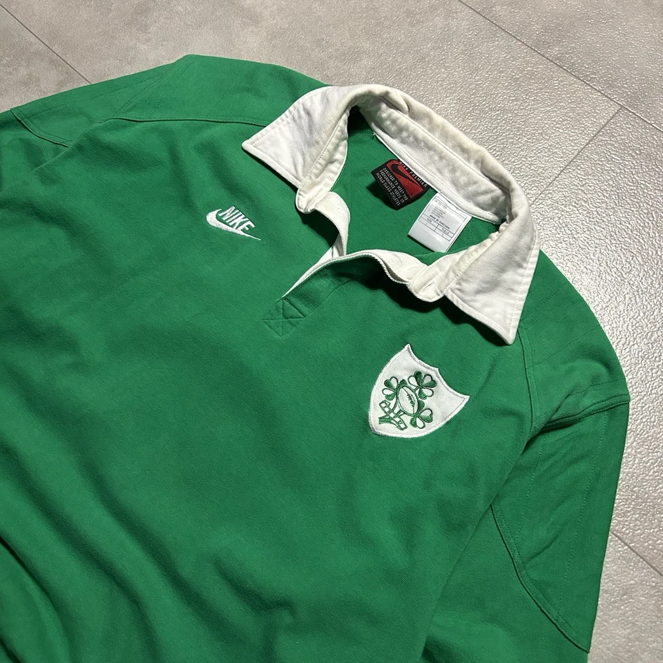 Rare Vintage 90s Ireland Rugby Shirt Green Nike Premier Embroidered Soccer L - Image 2 of 4