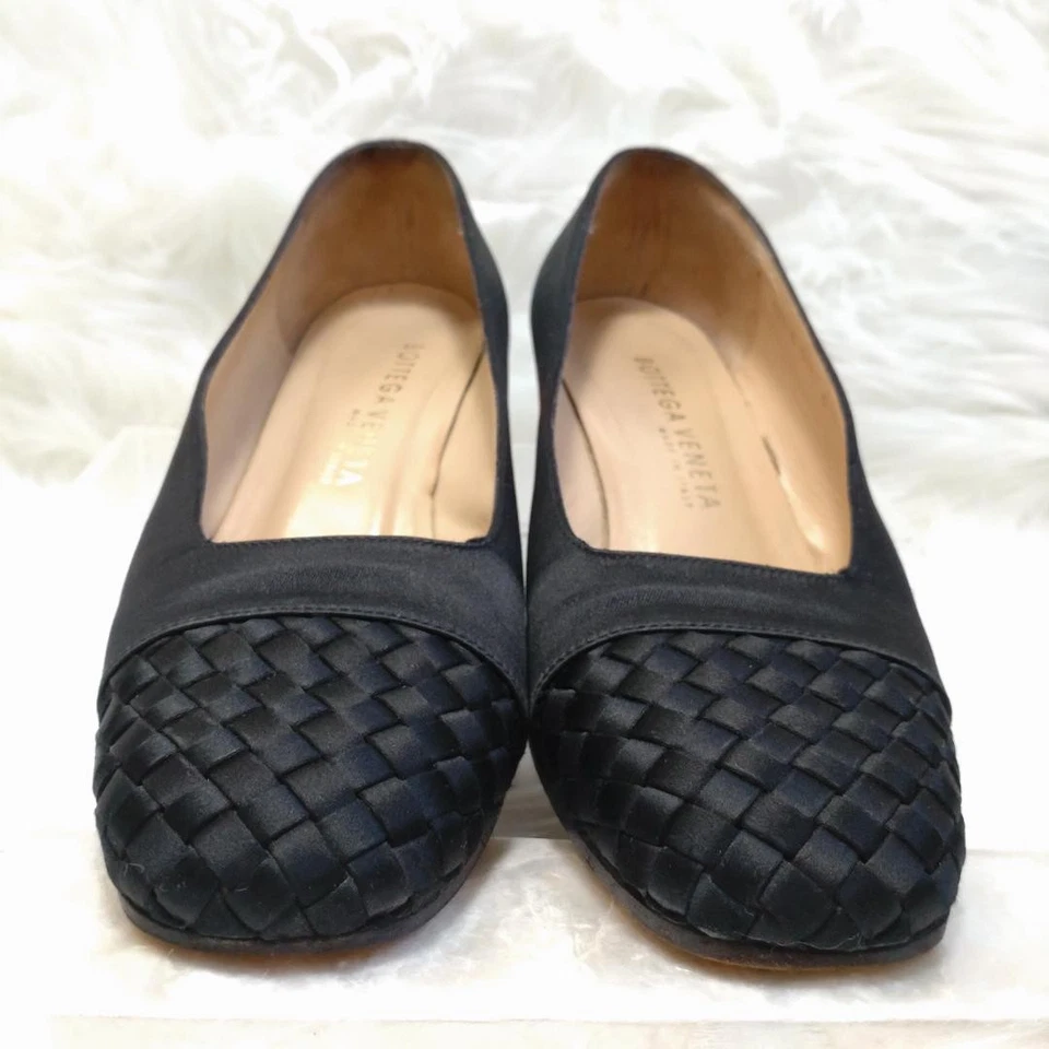 Zapatos de salón Bottega Veneta Intrecciato seda rayón negros talla 22,5 cm EE. UU. 5,5 excelentes Foto 2 de 4