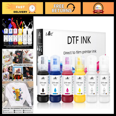 DTF Transfer Ink Set 600ML for Epson Printers - CMYK & White, Auto-Fill, Anti-UV